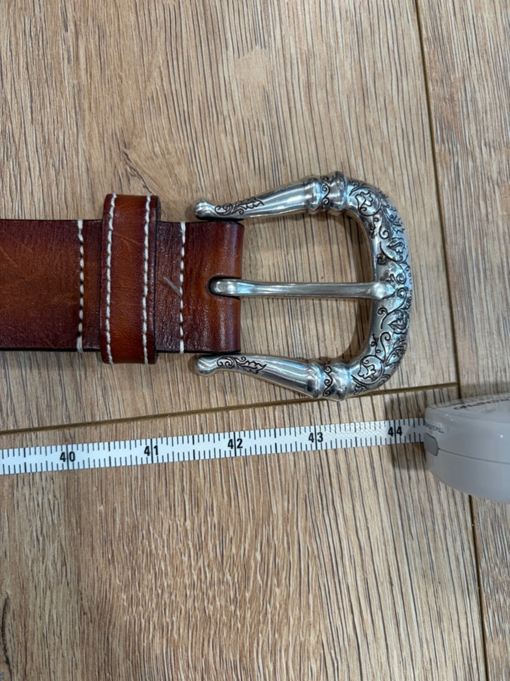 Brighton Brown Leather Belt Silver Concho Studded Western Boho Size Medium - Picture 7 of 11